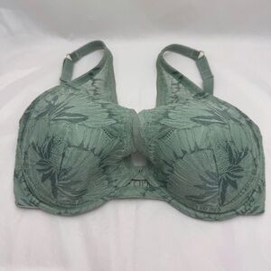 ThirdLove Lace Plunge Bra Sz 32G Green Floral Underwire